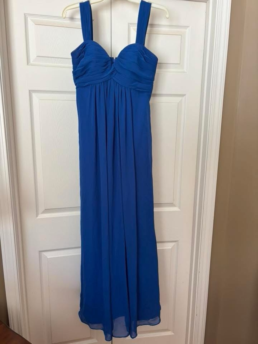 Blue Sleeveless Maxi Dress - Elegant Ruched Bodice